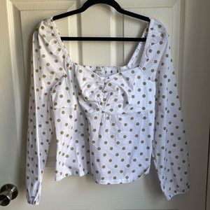 J. Crew Polka Dot Cropped Blouse